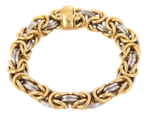 Rom Germany 18k Yellow Gold & Platinum Byzantine Link Bracelet