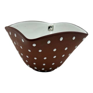 Mid-Century Norwegian Studio Pottery Bowl – Organic Form With Polka Dot Terracotta Exterior For Sale
