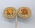 American Vintage 1980s Signed Les Bernard Round Goldtone Cabochon Faux-Agate Clip Earrings-2 Pieces For Sale - Image 3 of 12