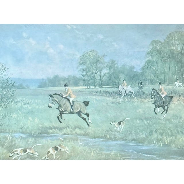 American Midcentury Framed Equestrian Fox Hunt Prints, a Pair For Sale - Image 3 of 7