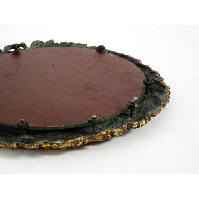 Small Mid-Century Modern French Wall Mirror with Ornate Brass Frame, 1950s For Sale - Image 15 of 17