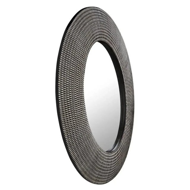 Handcrafted from walnut wood, the Coco Mirror, is vintage and modern all at once. Finished Ebony Walnut and white trim...