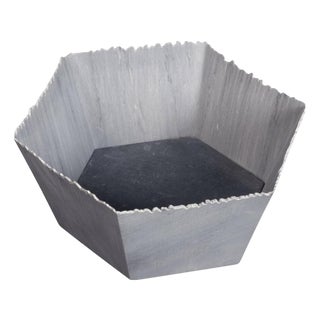 Drap H Hexagonal Decorative Bowl in Bardiglio Marble by Bufalini Marmi For Sale