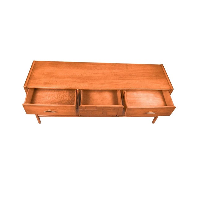 1970s Mid-Century Walnut Weave Pattern Long Dresser For Sale - Image 10 of 12