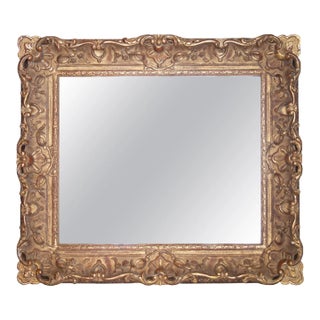 Neoclassical Empire Rectangular Gold Hand Carved Wooden Mirror, Spain, 1970s For Sale