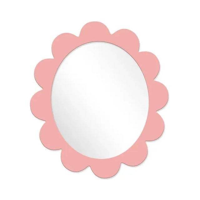 Contemporary Fleur Home x Chairish Iris Oval Mirror in Pink Punch, 37x32 For Sale - Image 3 of 3