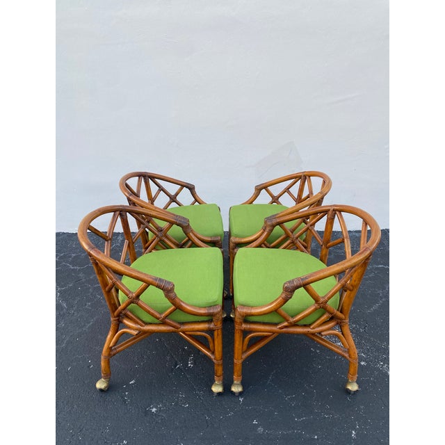 Henry Link Henry Link Bamboo & Rattan Chippendale Style Accent Chairs -Set of 4 For Sale - Image 4 of 9