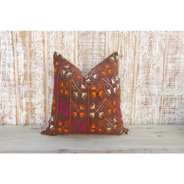 Myra Antique Indian Folk Pillow For Sale - Image 9 of 9