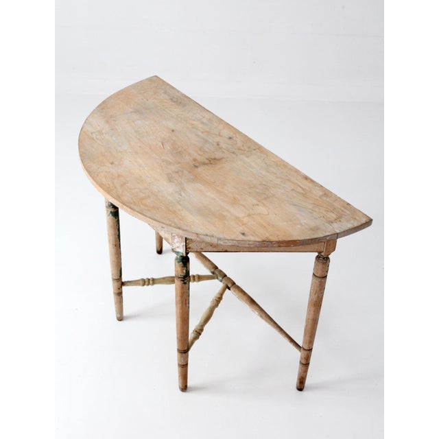 Antique Primitive Demi Lune Console Table For Sale - Image 4 of 18