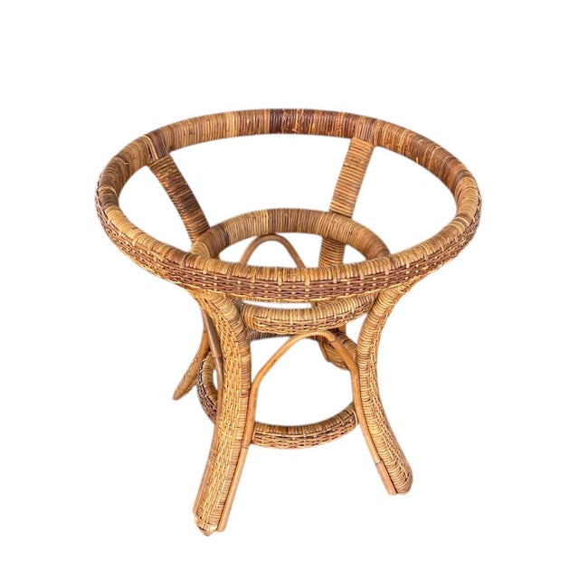 Brown Vintage Rattan Dining Table Base, Mid 20th Century, Boho, Hollywood Regency For Sale - Image 8 of 16