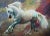 Pop Art Large Vintage Pointilist Oil Painting of a White Horse With Rainbow Color Background For Sale - Image 3 of 6