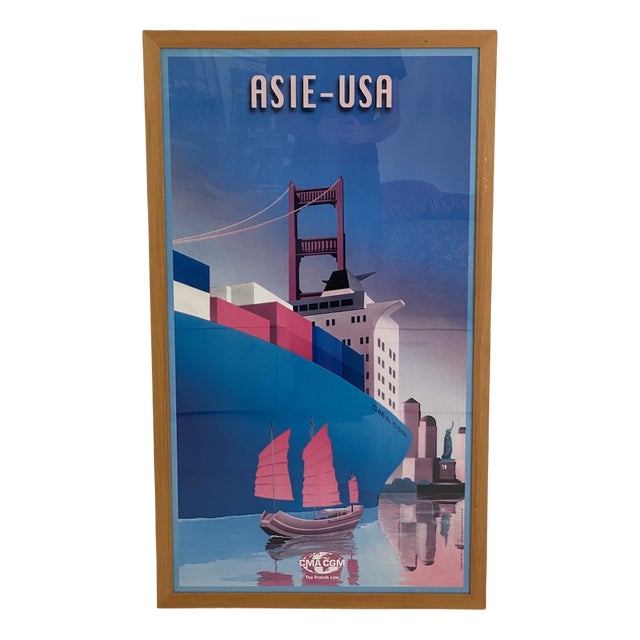 Paquebot French Line Cargo Ship Poster by Richard Roussel For Sale
