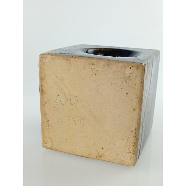 Cubic Vase in Glazed Ceramic, 1970s For Sale - Image 9 of 14