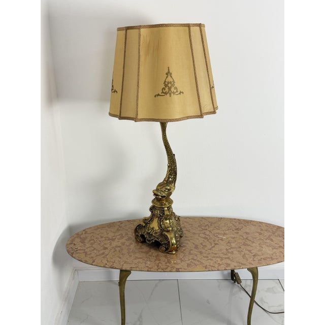 1950s Large Rococo Revival Brass Table Lamp, 1950s For Sale - Image 5 of 17