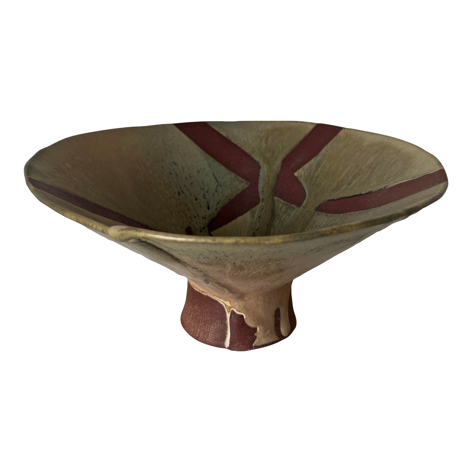Vintage Organic Glazed Studio Pottery Pedestal Bowl Chairish