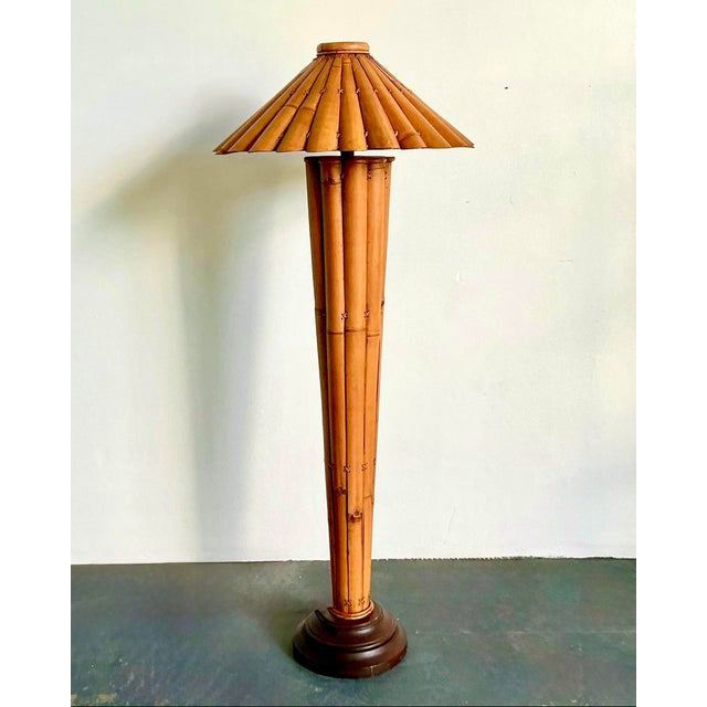 Wood Vintage Boho Split Bamboo Floor Lamp For Sale - Image 7 of 11