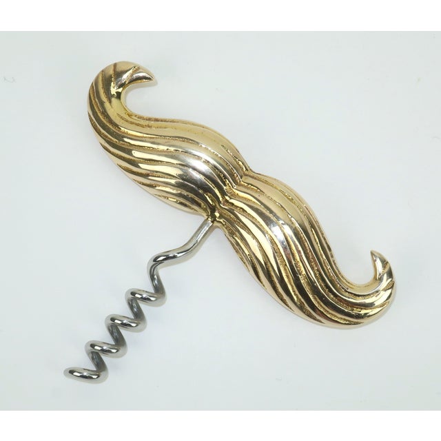 Mid-Century Modern Jonathan Adler Brass Handlebar Mustache Corkscrew Bottle Opener For Sale - Image 3 of 9