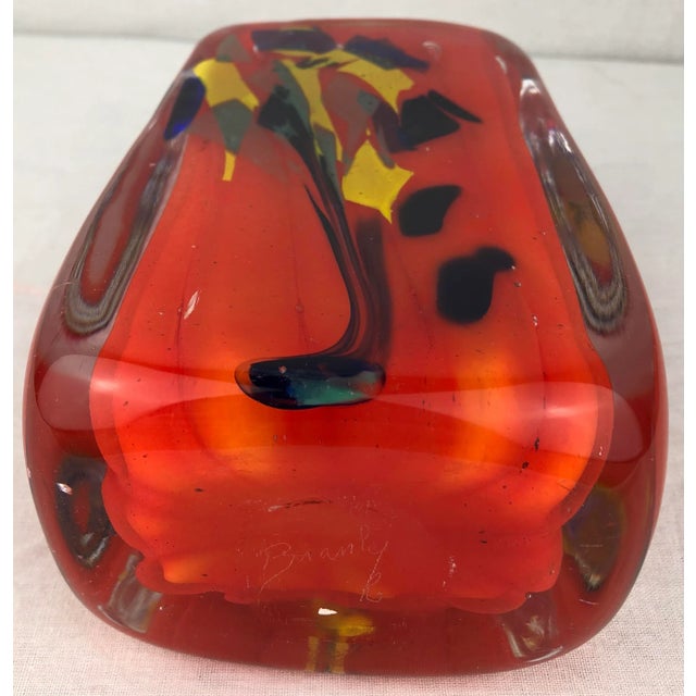 French Midcentury Art Glass Vase by Raymond Branly For Sale - Image 4 of 7