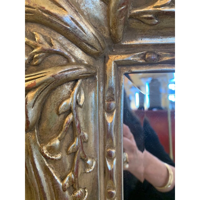 Art Deco Italian Silver Giltwood Mirror With Calla Lily Decoration For Sale - Image 3 of 13