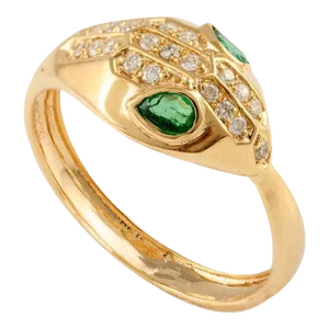 Statement Diamond and Natural Emerald Snake Head Ring Size 4