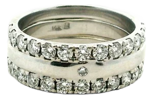 14k White Gold Diamond Double Row Band — 2.62 Carats, Size 9