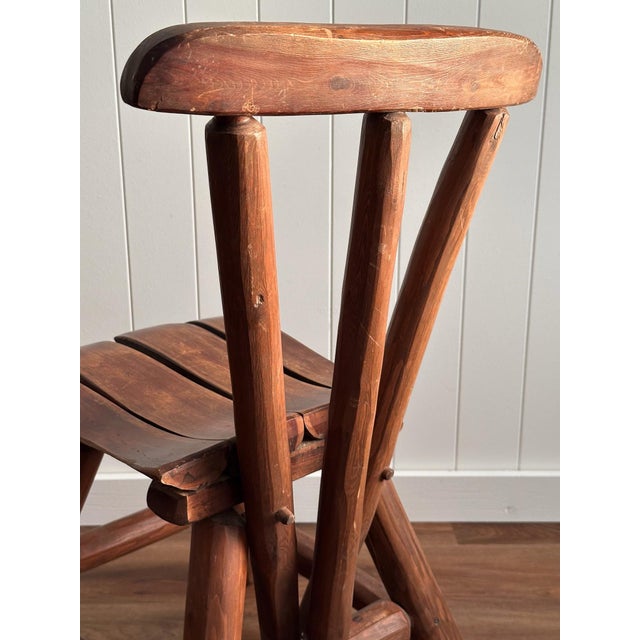 1960s Vintage Brutalist Wabi-Sabi Wood Dining Chairs, Set of 4 For Sale - Image 11 of 18