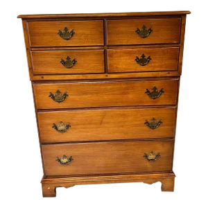 Mid 20th Century Vintage Spainhour Chippendale Style Solid Wood Chest of Drawers