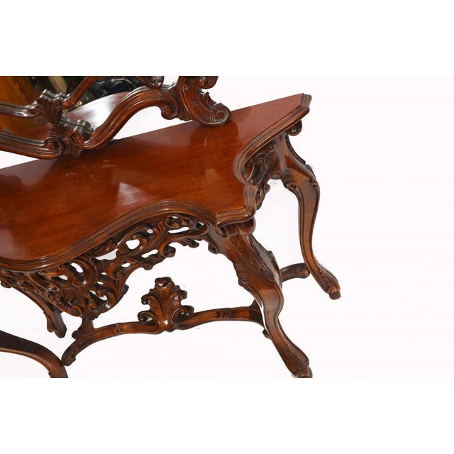 Italian Carved Console Table Mirror, 1920s, Set of 2 For Sale - Image 4 of 8