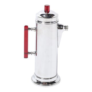 1930s Art Deco Chrome & Red Bakelite Cocktail Shaker For Sale