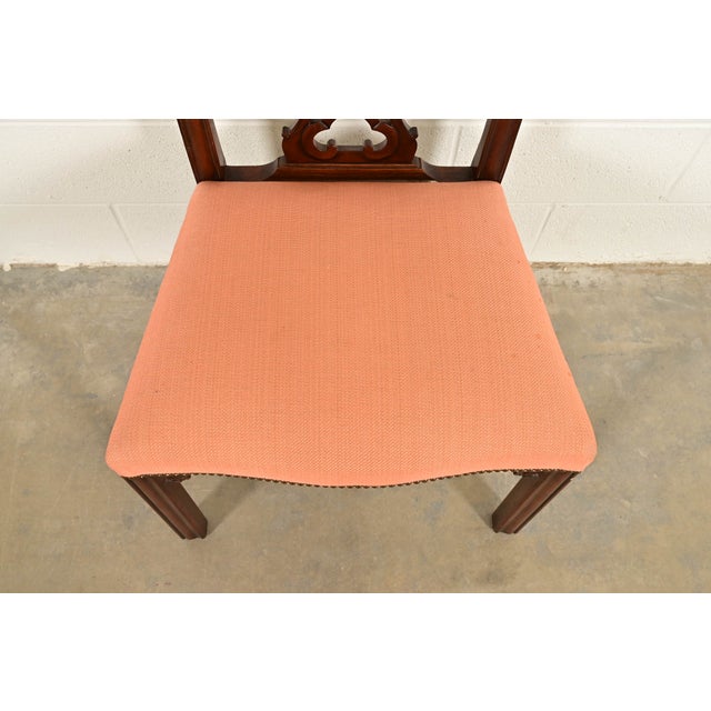 Wood Baker Furniture Georgian Carved Mahogany Side Chairs or Dining Chairs, Pair For Sale - Image 7 of 13
