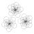Contemporary Mid-Century Style Set of 3 Gold & Black Faux Pearl Wire Flower Wall Hangings For Sale