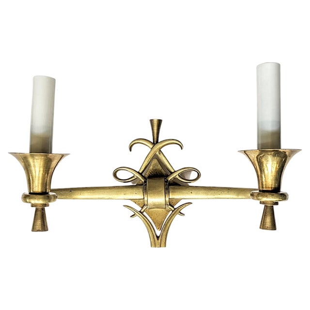 Mid 20th Century French Art Deco Wall Sconces by Jules Leleu 1940's For Sale - Image 5 of 5
