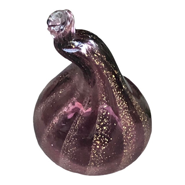 Mid 20th Century Italian Murano Art Glass Barbini Gold Flecked Fig For Sale