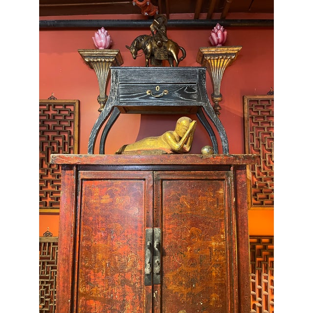 This is a stunning rustic Chinese paint decorated cabinet. It had recently been used as a TV cabinet and also has rooms...