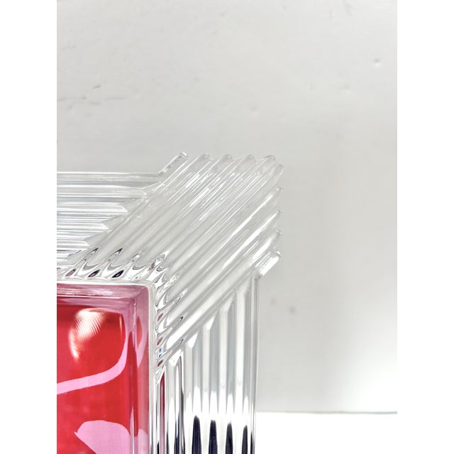 1980s Vintage Heavy Cut Glass Picture Frame – Fluted Art Deco Crystal Frame, Geometric Tabletop Decor For Sale - Image 5 of 9