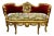 French Style Art Bench Small Settee Vintage Red Velvet Gold Details For Sale