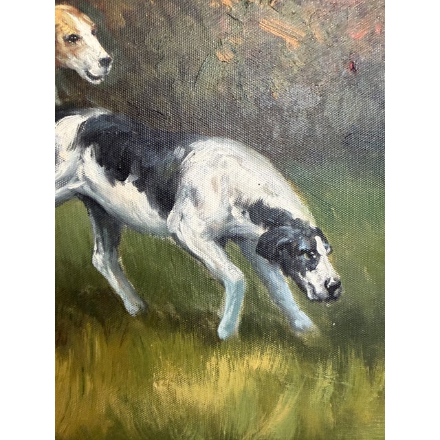 Late 20th Century Fox Hunting Scene Oil Painting on Canvas Horses Hounds Equestrian Sporting Art For Sale - Image 4 of 13
