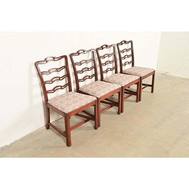 Baker Furniture Company Baker Furniture Style Georgian Carved Mahogany Dining Chairs, Set of Four For Sale - Image 4 of 13