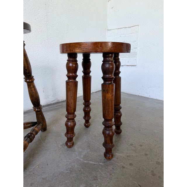 Antique Stools with Turned Legs, 1960s, Set of 2 For Sale - Image 12 of 18