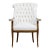 1940s Pair of Grosfeld House Style Tufted Wingback Armchairs in Ivory Linen For Sale