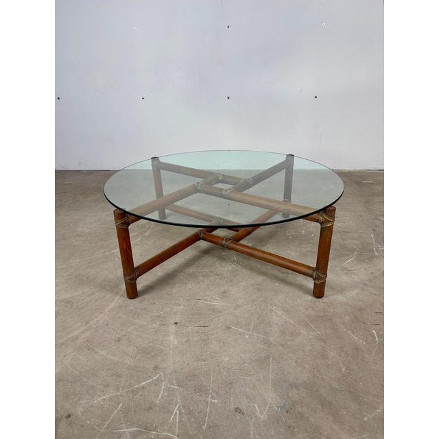 Mcguire bamboo and leather coffee table by Frank kaufeld 1960s. Low coffee table designed by Frank Kaufeld for McGuire in...