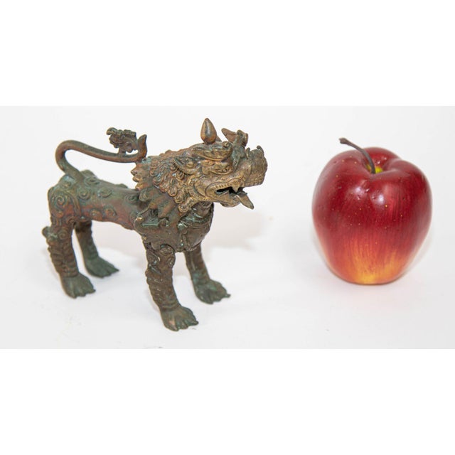 Asian Bronze Guardian Lion Sculpture 19th Century | Chairish