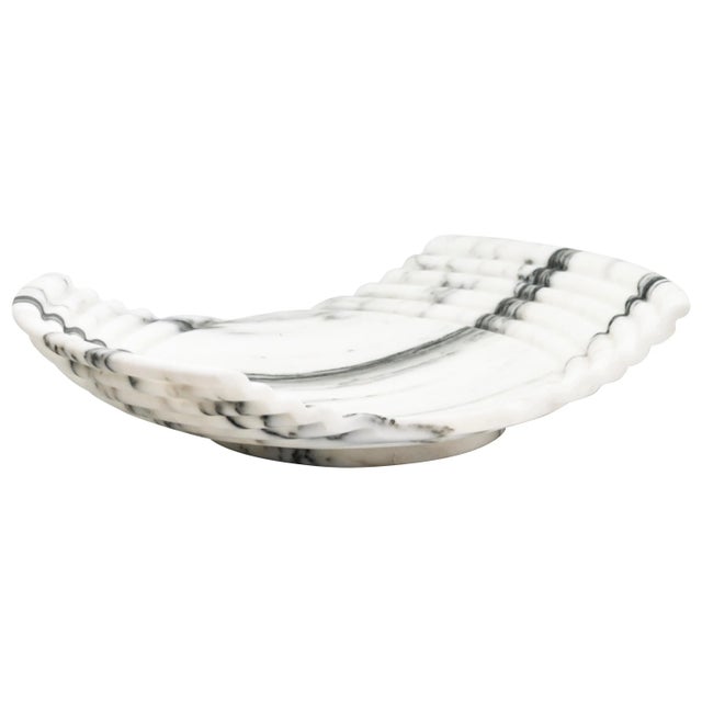 Not Yet Made - Made To Order Large Wave Tray in Arabescato Marble For Sale - Image 5 of 5