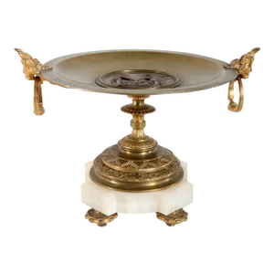 French Etruscan Revival Onyx and Ormolu Bronze Tazza