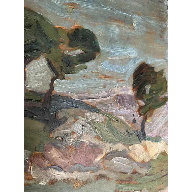 Original French Provençal Landscape – Oil on Solid Wood Panel, c. 1930–1950 An expressive original oil painting on solid...
