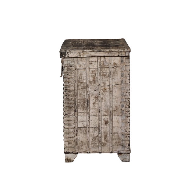 Antique Indian Teakwood and Iron Pitara Chest Console For Sale In Santa Fe - Image 6 of 8