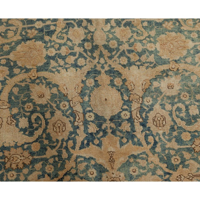Brown Fine Antique Persian Tabriz Handmade Wool Carpet For Sale - Image 8 of 8