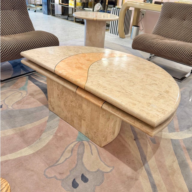 Vintage Tessellated Travertine Swivel Coffee Table by Casa Bique For Sale - Image 9 of 14