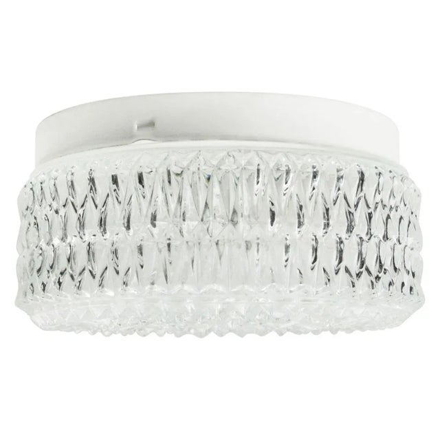 Mid-Century Round Clear Glass Flush Mount For Sale - Image 8 of 10