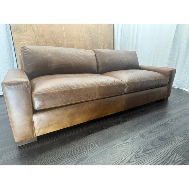 Rh Maxwell Leather 2-Cushion Sofa | Italian Brompton Leather – Cocoa | Down-Feather Fill For Sale - Image 15 of 18